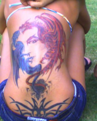 Duel Dragon Tattoo On Back